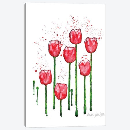 Modern Red Tulips Canvas Print #DJA39} by Dawn Jackson Canvas Art Print