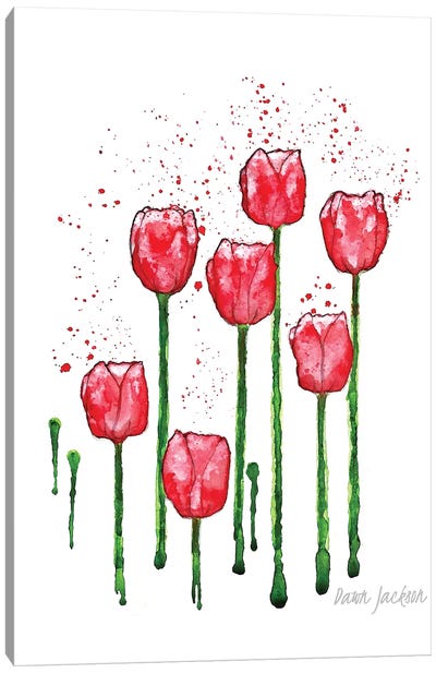 Modern Red Tulips Canvas Art Print - Dawn Jackson
