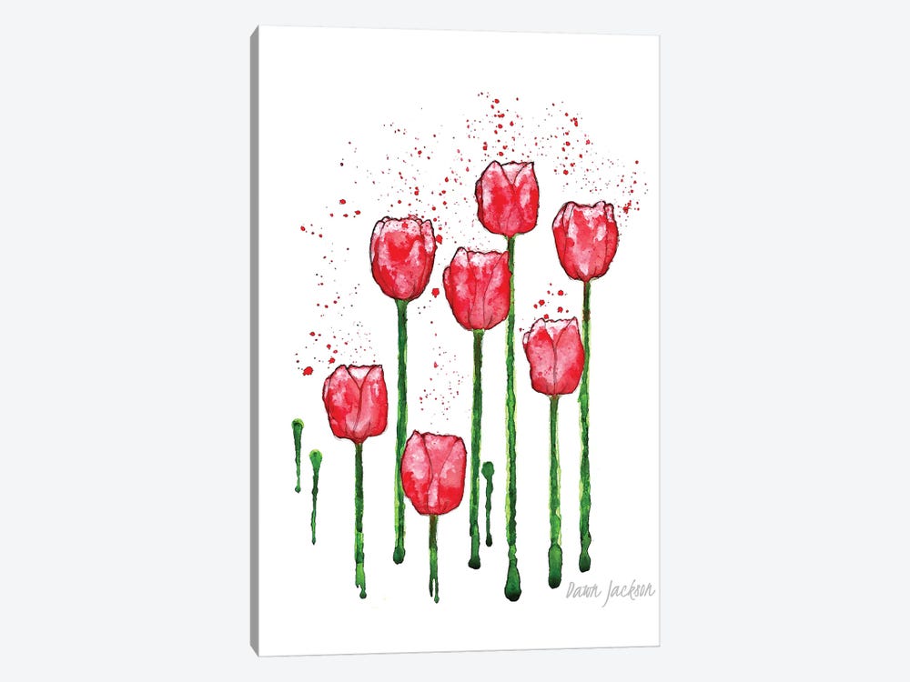 Modern Red Tulips by Dawn Jackson 1-piece Canvas Art Print