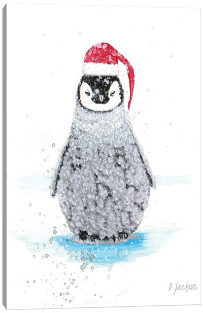 Baby Penguin Santa Canvas Art Print - Dawn Jackson