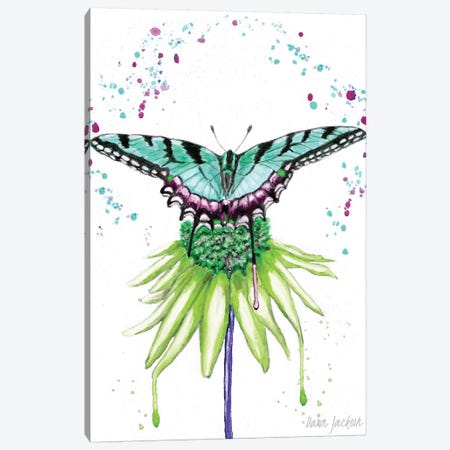 Aqua Boho Butterfly Canvas Print #DJA40} by Dawn Jackson Canvas Wall Art