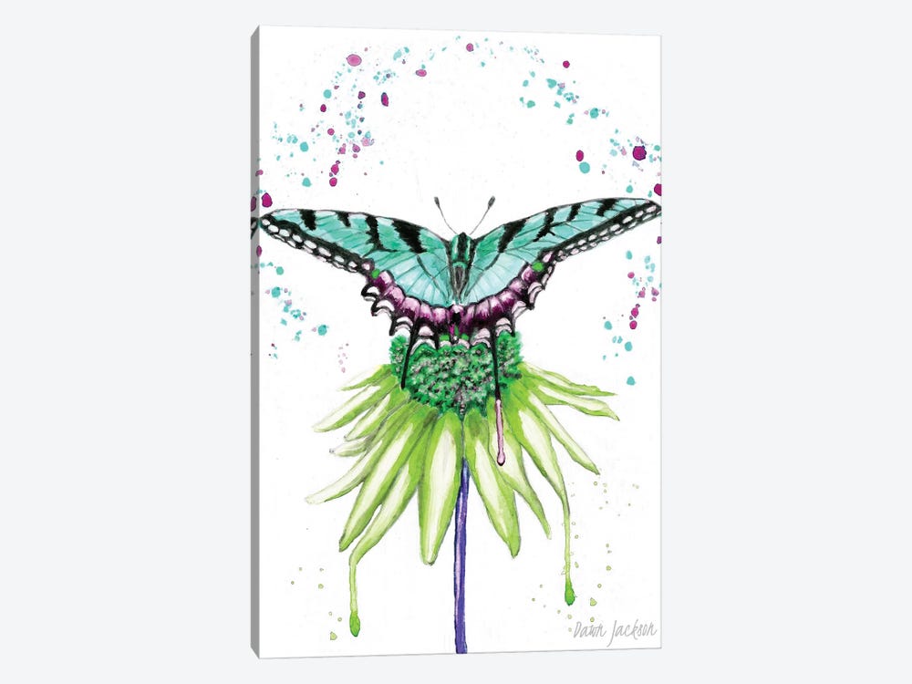 Aqua Boho Butterfly by Dawn Jackson 1-piece Canvas Print