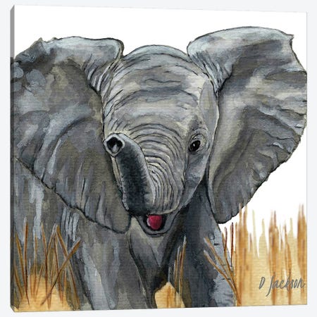 Baby Elephant Canvas Print #DJA42} by Dawn Jackson Canvas Artwork