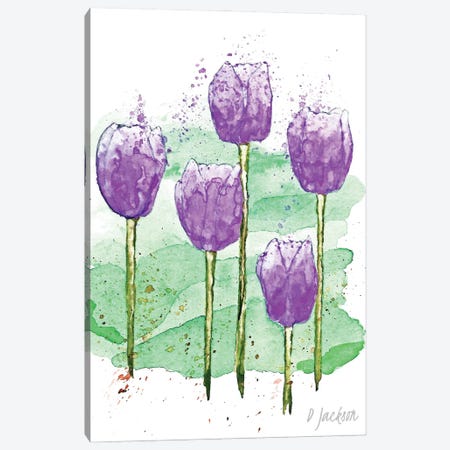 Purple Tulips Canvas Print #DJA50} by Dawn Jackson Canvas Art Print