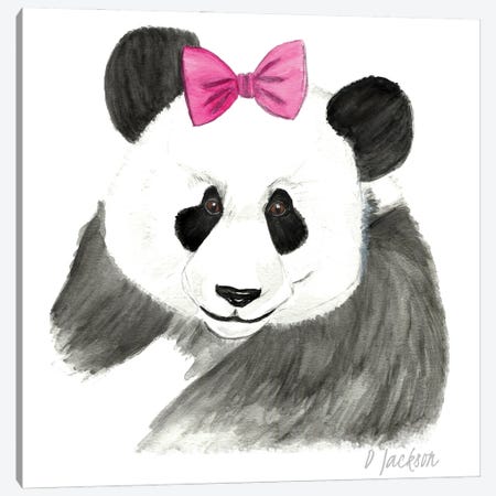 Girly Panda Canvas Print #DJA52} by Dawn Jackson Canvas Print