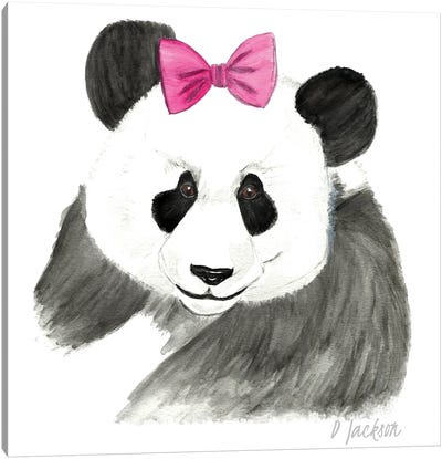 Girly Panda Canvas Art Print - Dawn Jackson
