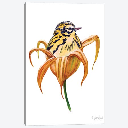 Bird In Orange Lily Canvas Print #DJA5} by Dawn Jackson Canvas Wall Art