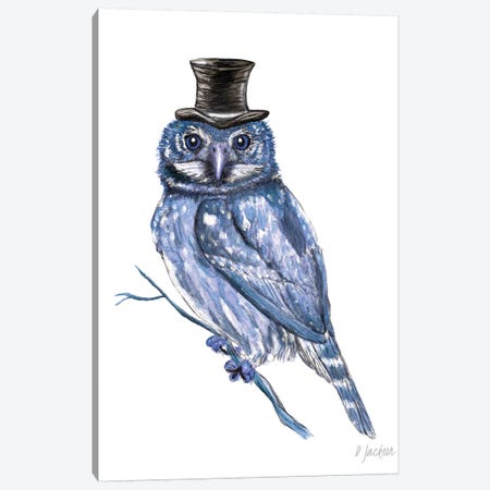 Blue Owl In Top Hat Canvas Print #DJA8} by Dawn Jackson Art Print