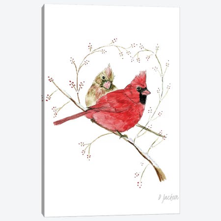 Cardinal Couple Canvas Print #DJA9} by Dawn Jackson Canvas Print