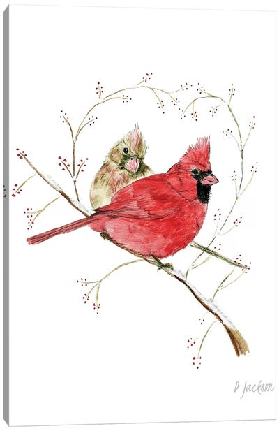 Cardinal Couple Canvas Art Print - Dawn Jackson