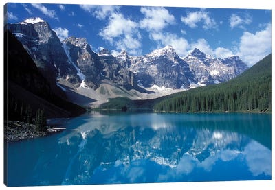 Valley Of The Ten Peaks & Moraine Lake, Banff National Park, Alberta, Canada Canvas Art Print - Evergreen Tree Art
