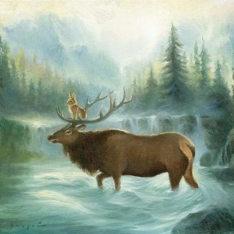 Isabella And The Elk by David Joaquin wall art