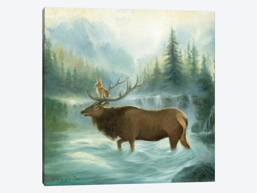 Isabella And The Elk by David Joaquin 1-piece Canvas Artwork