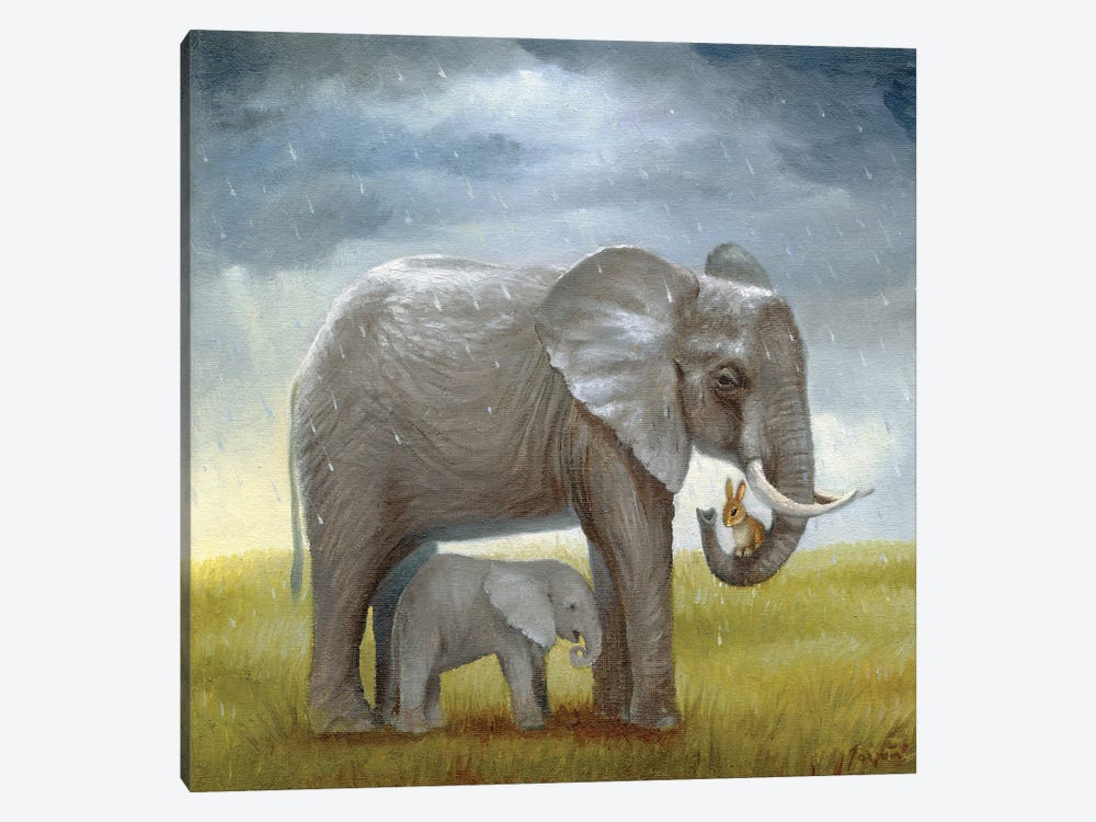 Isabella And The Elephant by David Joaquin 1-piece Canvas Print