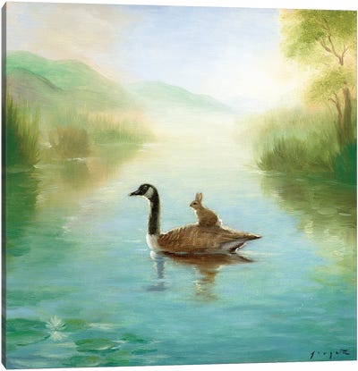 Isabella And The Goose Canvas Art Print - Art by Native American & Indigenous Artists