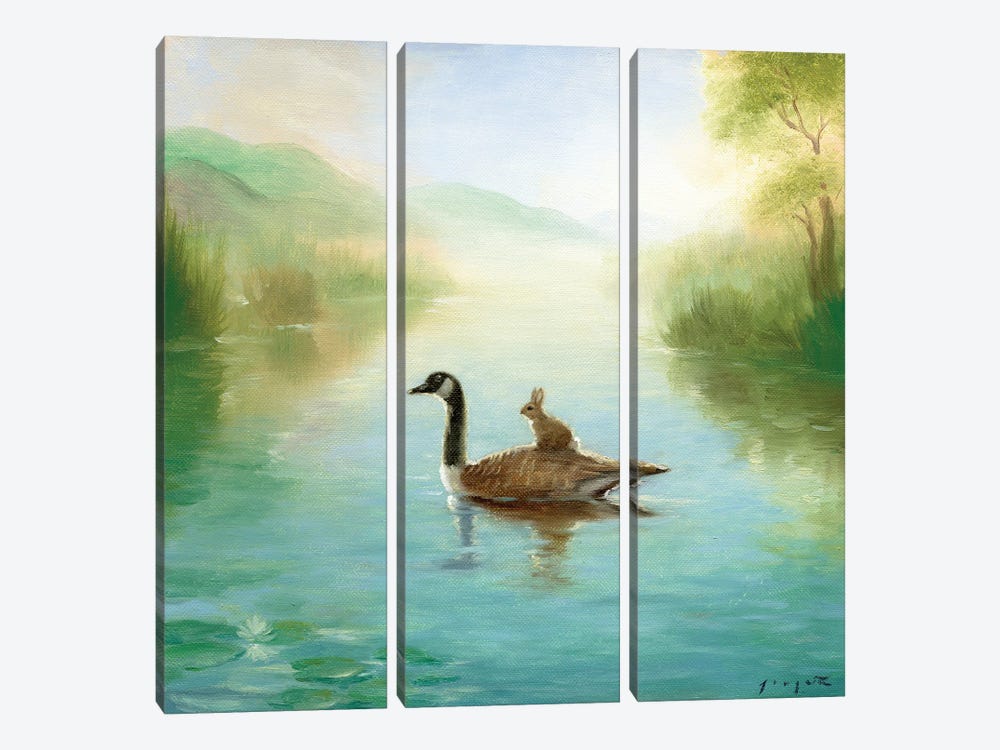 Isabella And The Goose by David Joaquin 3-piece Canvas Art