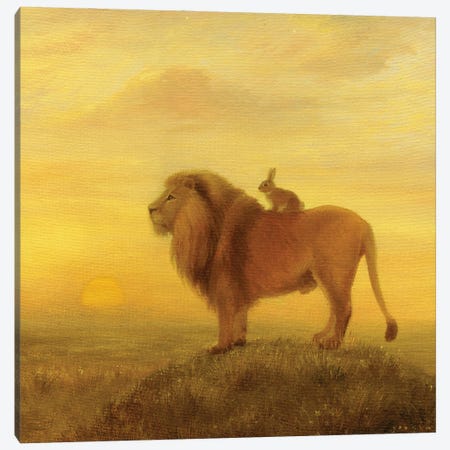 Isabella And The Lion Canvas Print #DJQ16} by David Joaquin Canvas Art