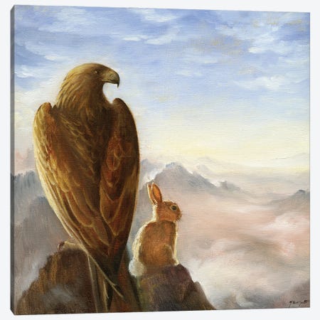 Isabella And The Eagle Canvas Print #DJQ17} by David Joaquin Canvas Wall Art