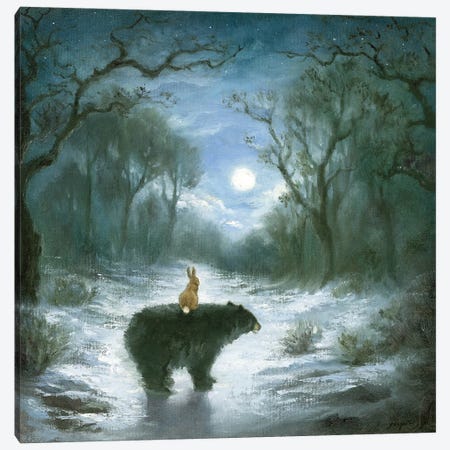 Isabella And The Bear Canvas Print #DJQ1} by David Joaquin Canvas Art