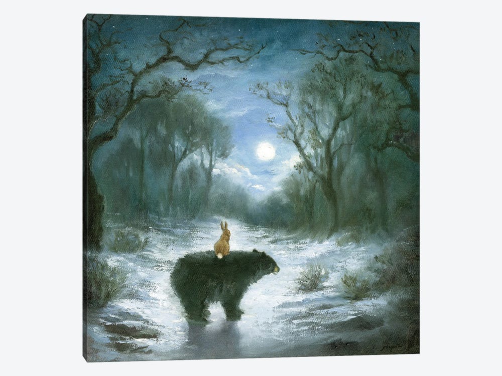 Isabella And The Bear by David Joaquin 1-piece Canvas Art Print