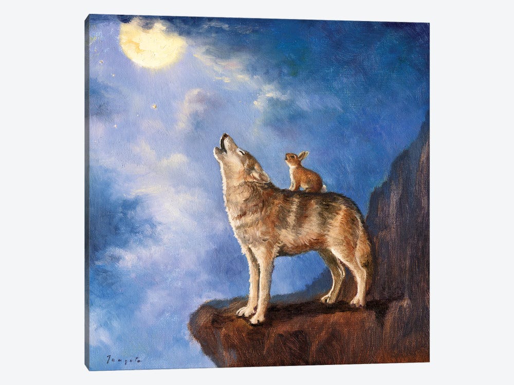 Isabella Sings With The Wolf by David Joaquin 1-piece Canvas Art Print