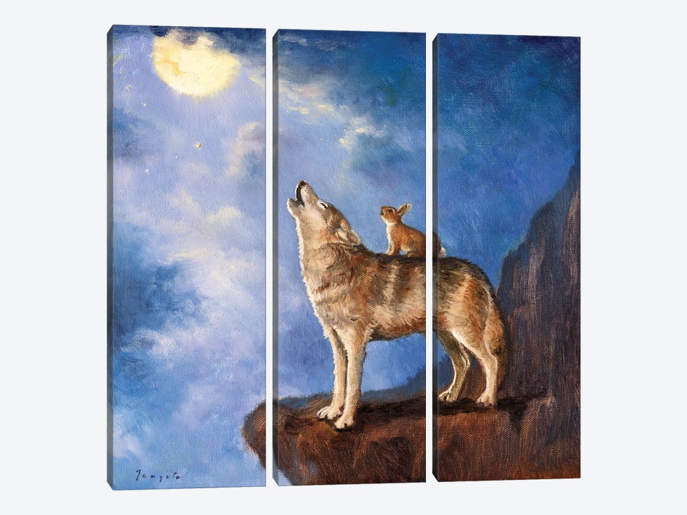 Isabella Sings With The Wolf by David Joaquin 3-piece Canvas Art Print