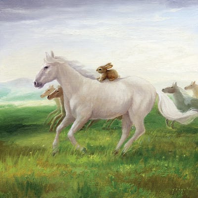 Isabella And The Herd by David Joaquin framed canvas print