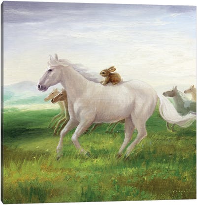 Isabella And The Herd Canvas Art Print - David Joaquin