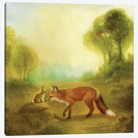 Isabella And The Fox Canvas Print #DJQ28} by David Joaquin Canvas Wall Art