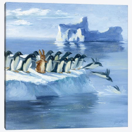 Isabella And The Penguins Canvas Print #DJQ33} by David Joaquin Art Print