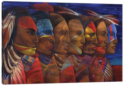 Night Dancers Canvas Art Print - Art by Native American & Indigenous Artists
