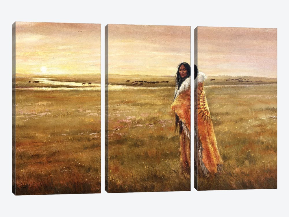 The Return Of White Buffalo Woman by David Joaquin 3-piece Canvas Art Print