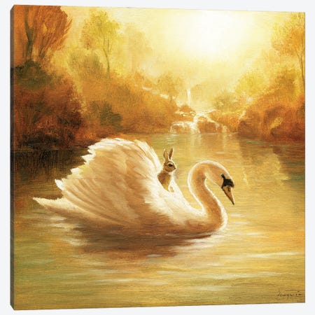 Isabella And The Swan Canvas Print #DJQ5} by David Joaquin Canvas Print