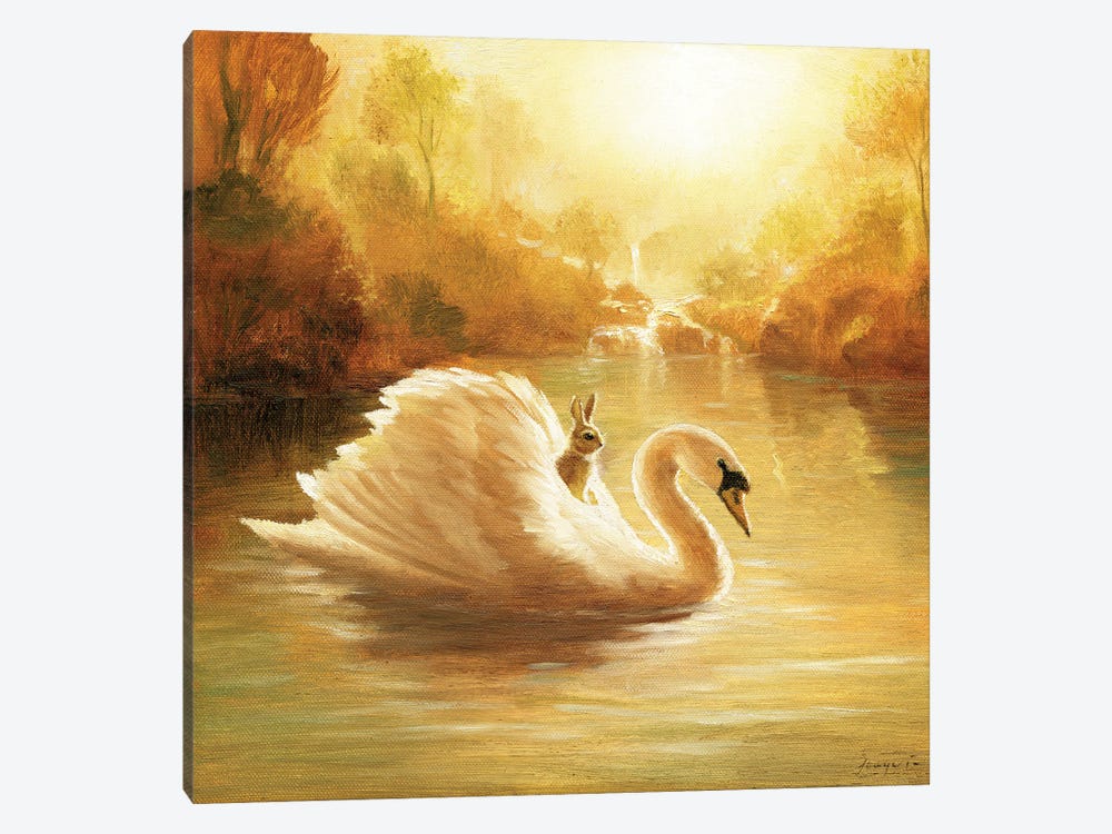 Isabella And The Swan by David Joaquin 1-piece Canvas Art Print