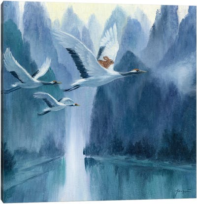 Isabella And The Cranes Canvas Art Print - Art by Native American & Indigenous Artists