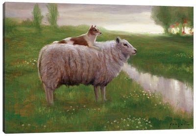 Best Friends Canvas Art Print - Sheep Art