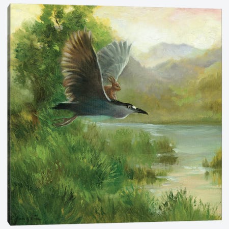 Isabella And The Heron Canvas Print #DJQ8} by David Joaquin Canvas Art