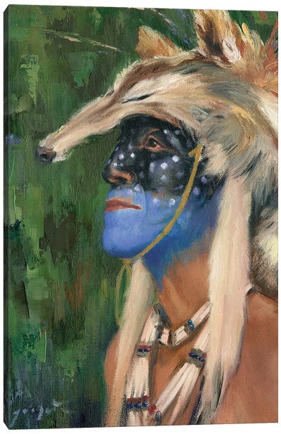 Mica Blue Coyote Canvas Art Print - Art by Native American & Indigenous Artists
