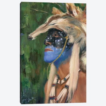 Mica Blue Coyote Canvas Print #DJQ90} by David Joaquin Art Print