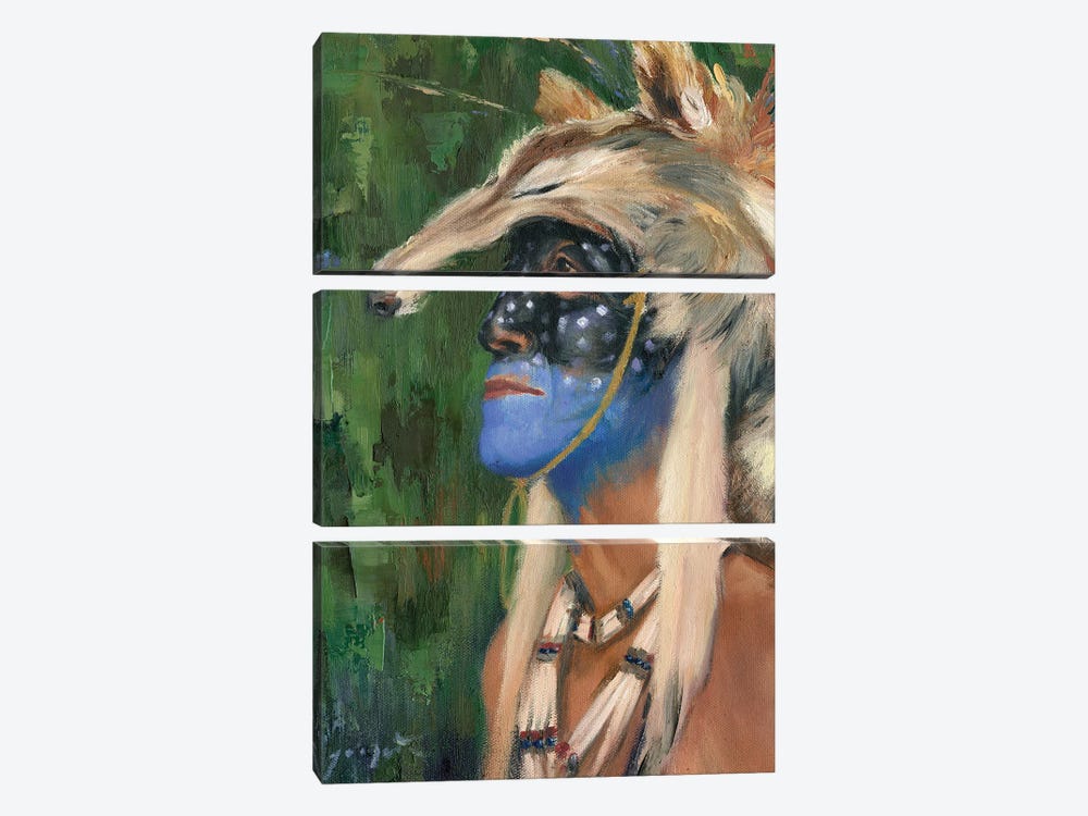 Mica Blue Coyote by David Joaquin 3-piece Canvas Print