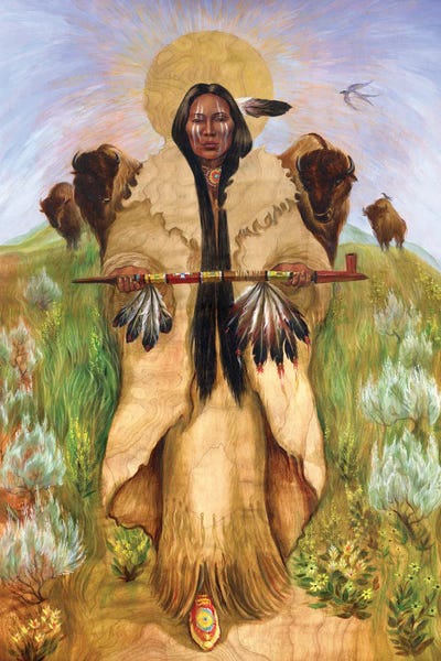 Native American Décor: Sacred Homage To Vera  Drysdale Buffalo Woman by David Joaquin
