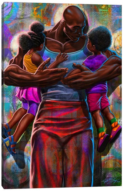 Father's Embrace Canvas Art Print - Black Joy