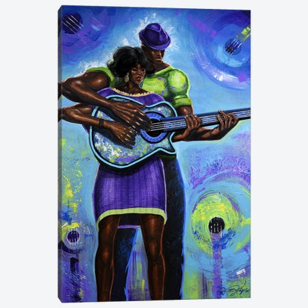 Guitar-Playing The Same Tune Canvas Print #DJY14} by DionJa'y Canvas Wall Art