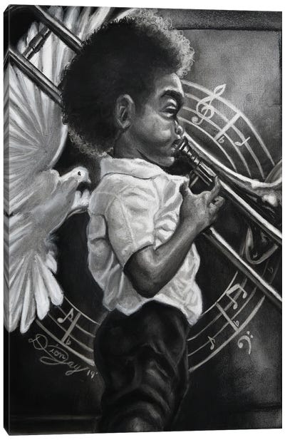 Little Boy Blues Canvas Art Print - Trumpet Art