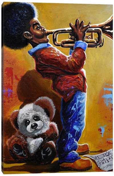 Little Child Prodigy Canvas Art Print - Trumpet Art