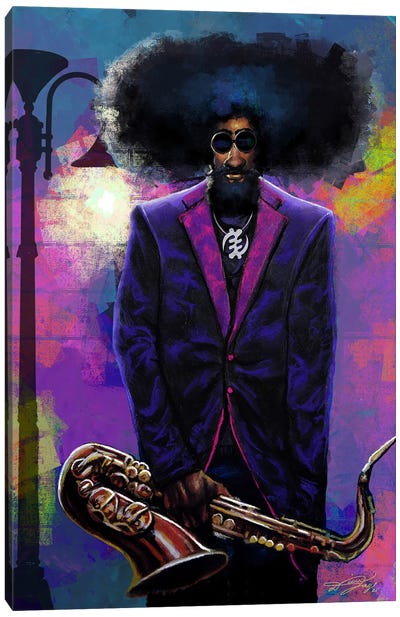 Old Man Sax Canvas Art Print - Contemporary Portraiture by Black Artists