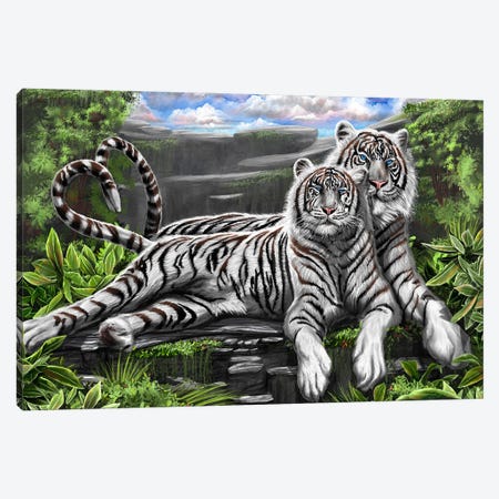 Tiger Paradise Canvas Print #DJY39} by DionJa'y Art Print