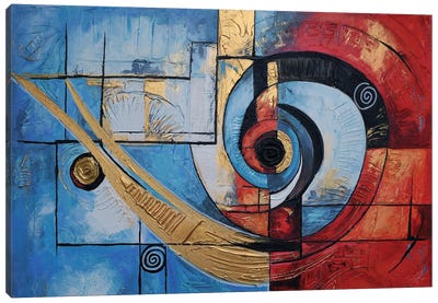 Spiral Canvas Art Print - Blue Abstract Art
