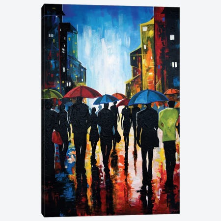 Rainy Night In The City Canvas Print #DJY52} by DionJa'y Canvas Print