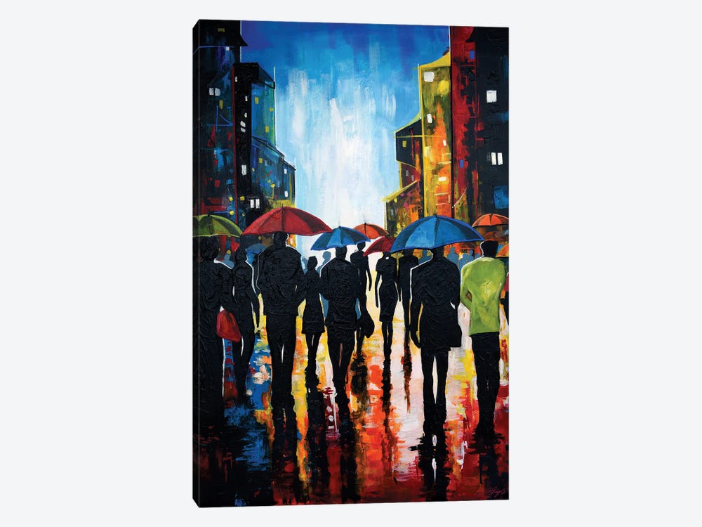 Rainy Night In The City by DionJa'y 1-piece Canvas Art